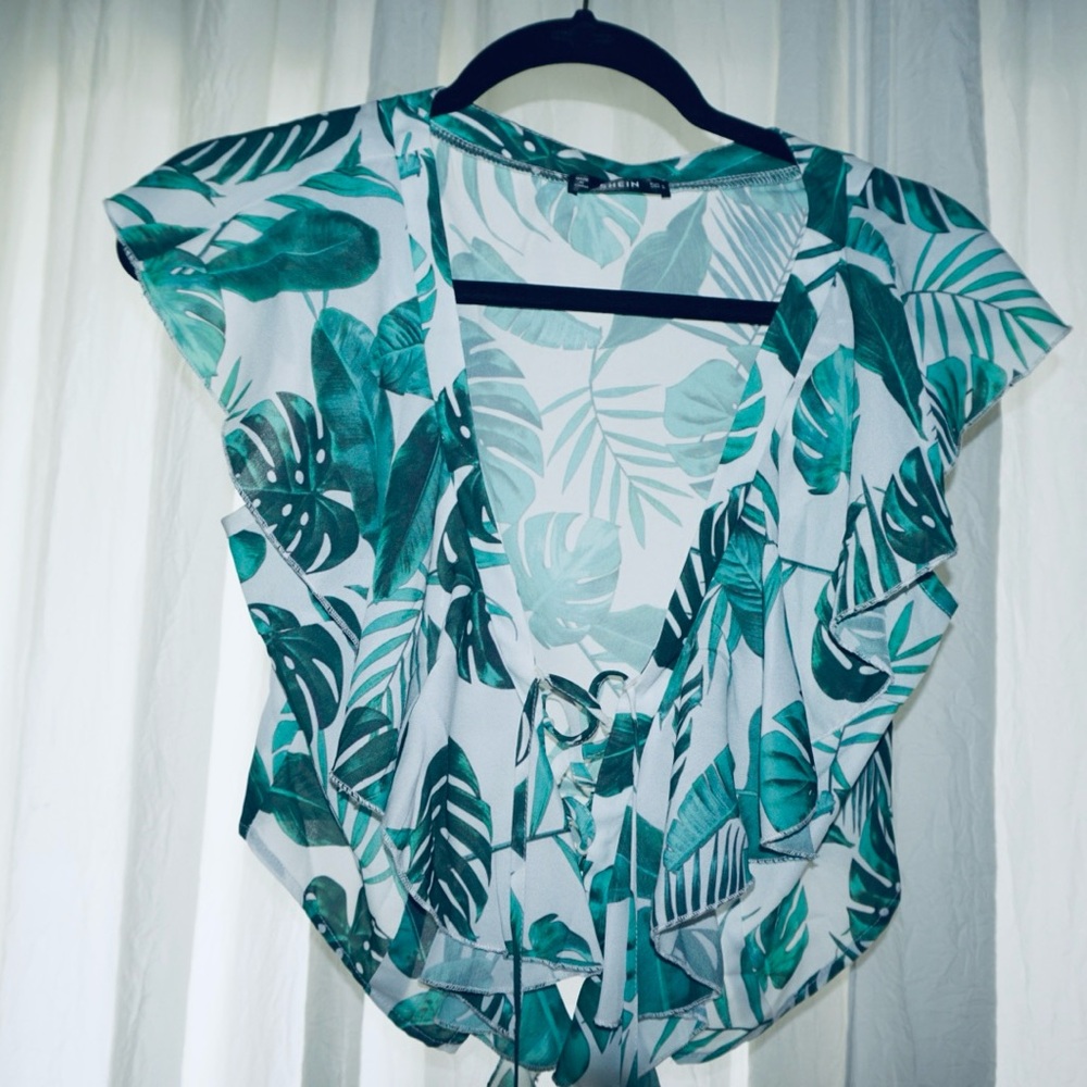 Tropical Leaf Print Women's Top